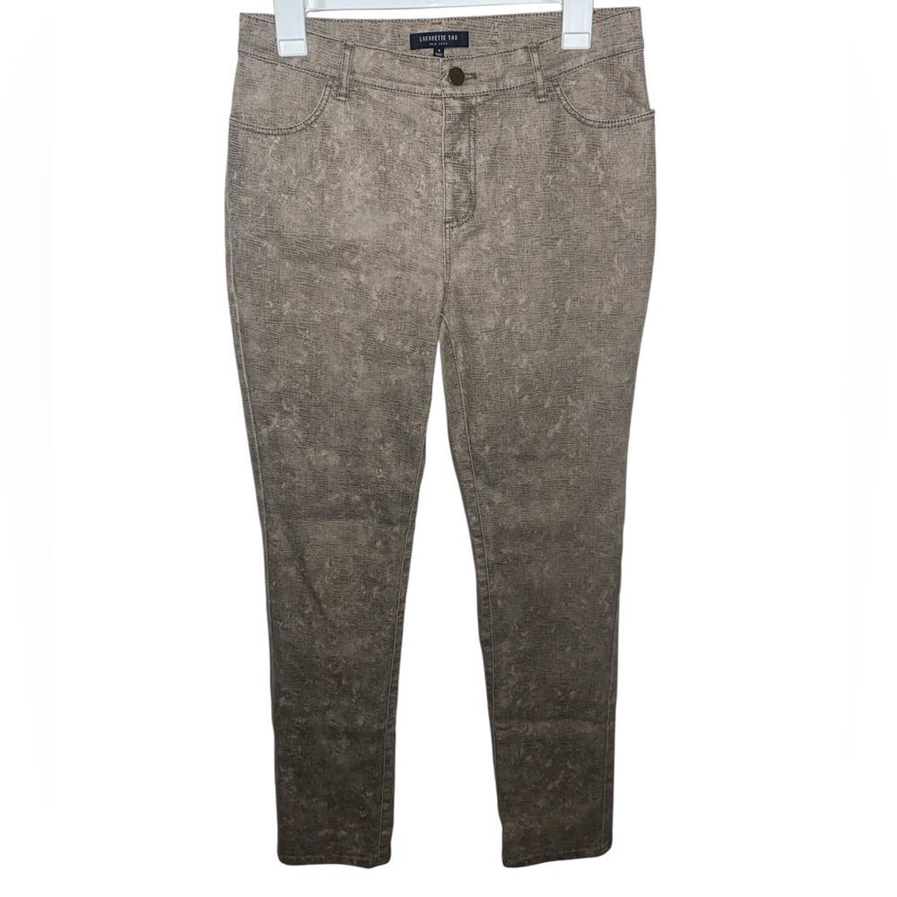 LAFAYETTE 148 New York Brown Reptile Print Textured straight-leg Jeans